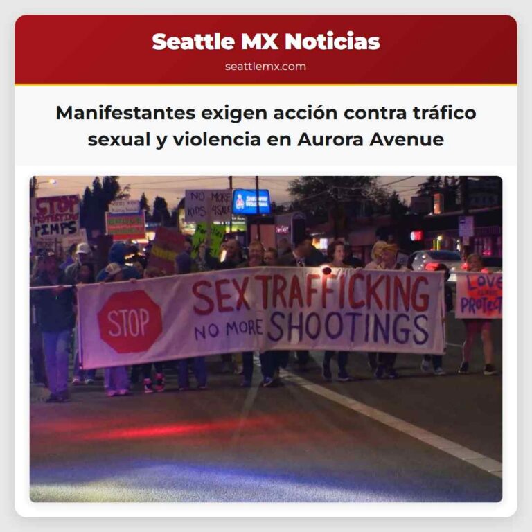 Manifestantes exigen acción contra tráfico sexual y violencia en Aurora Avenue