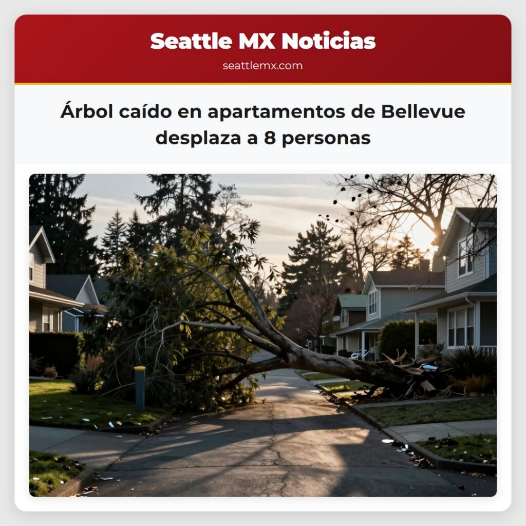 Árbol caído en apartamentos de Bellevue desplaza