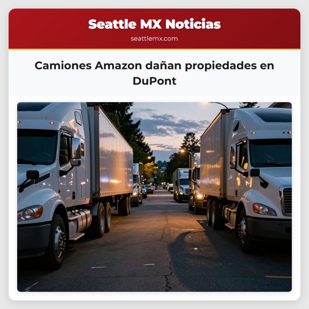 Camiones Amazon dañan propiedades en DuPont