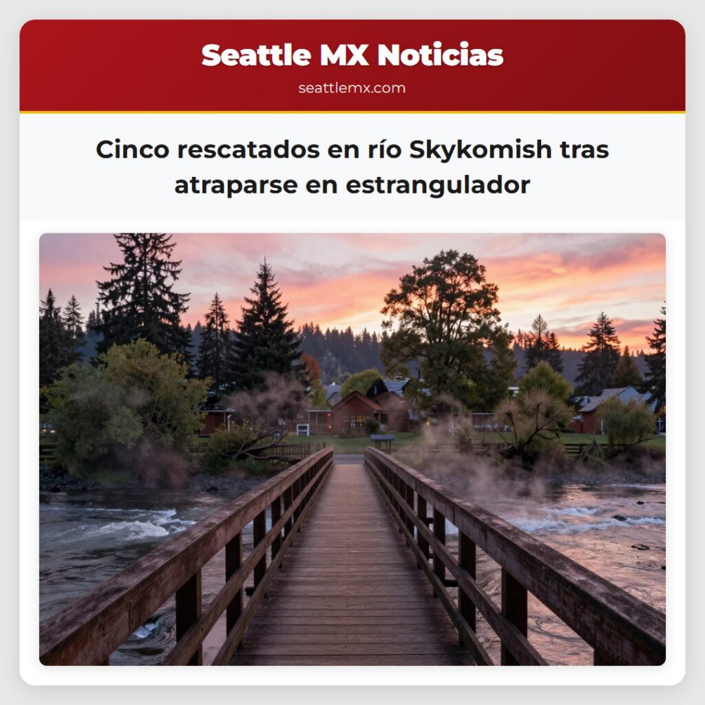 Cinco rescatados en río Skykomish tras atraparse