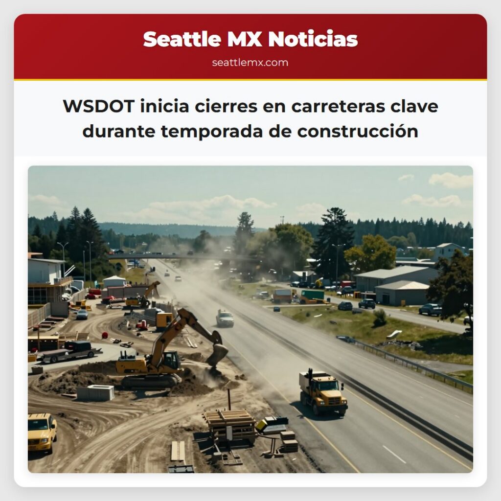 WSDOT inicia cierres en carreteras clave durante temporada de construcción