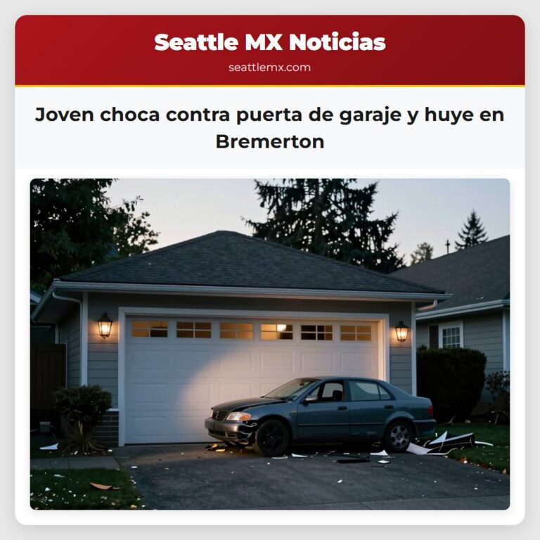 Joven choca contra puerta de garaje y huye en Bremerton