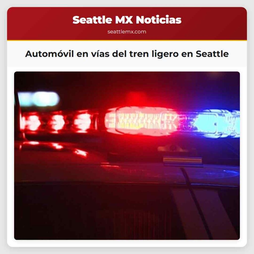 Automóvil en vías del tren ligero en Seattle