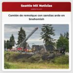 Camión de remolque con sandías arde en Snohomish