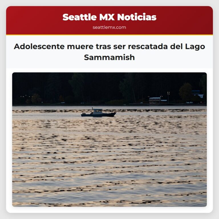 Adolescente muere tras ser rescatada del Lago Sammamish