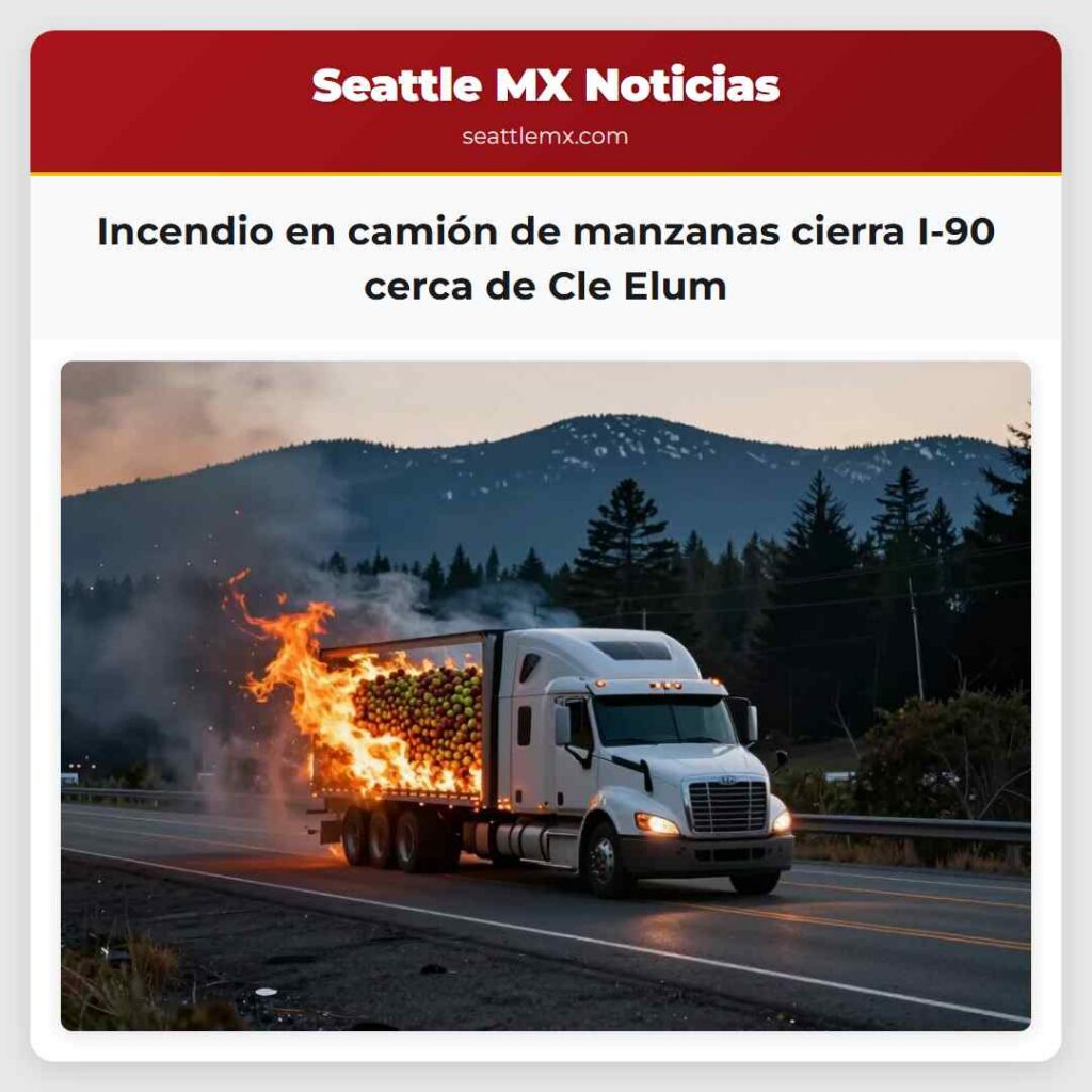 Incendio en camión de manzanas cierra I-90 cerca