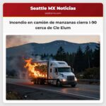 Incendio en camión de manzanas cierra I-90 cerca de Cle Elum