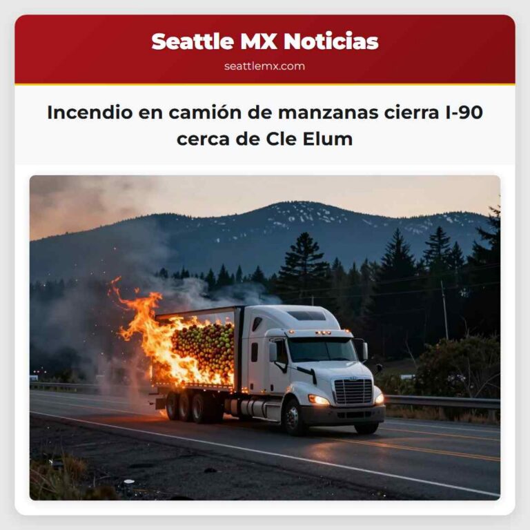 Incendio en camión de manzanas cierra I-90 cerca de Cle Elum
