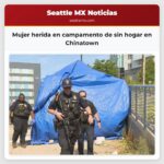 Mujer herida en campamento de sin hogar en Chinatown