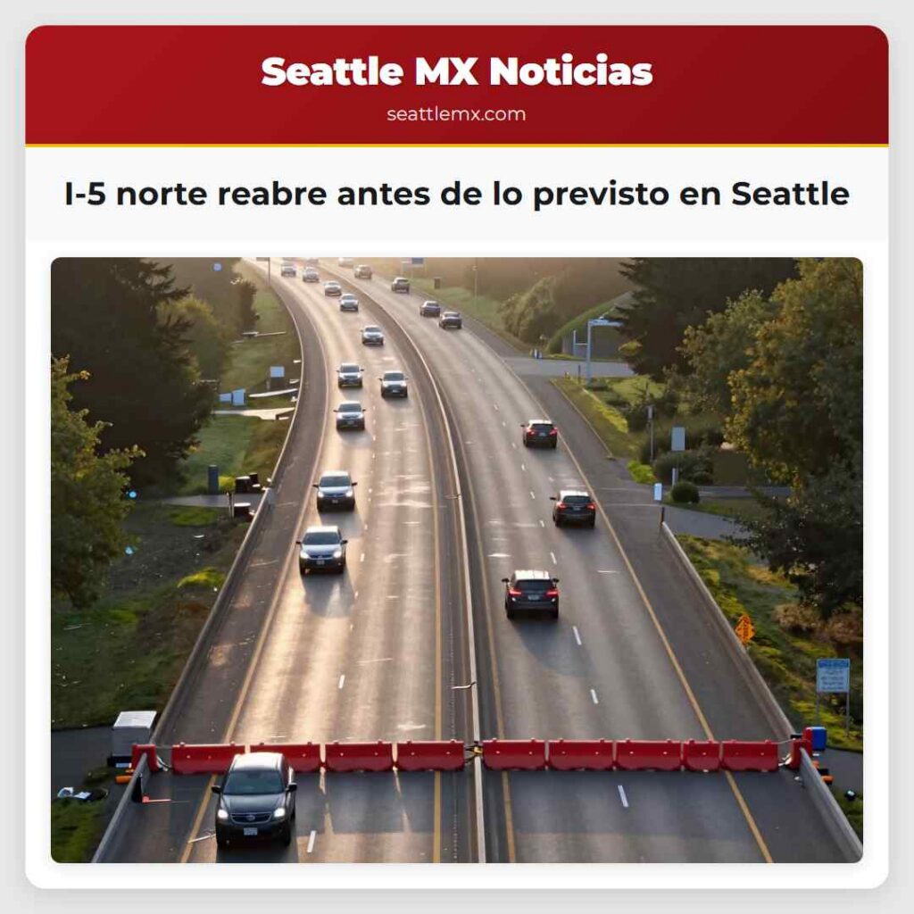 Noticias De Seattle 3 I-5 norte reabre antes de lo previsto en Seattle