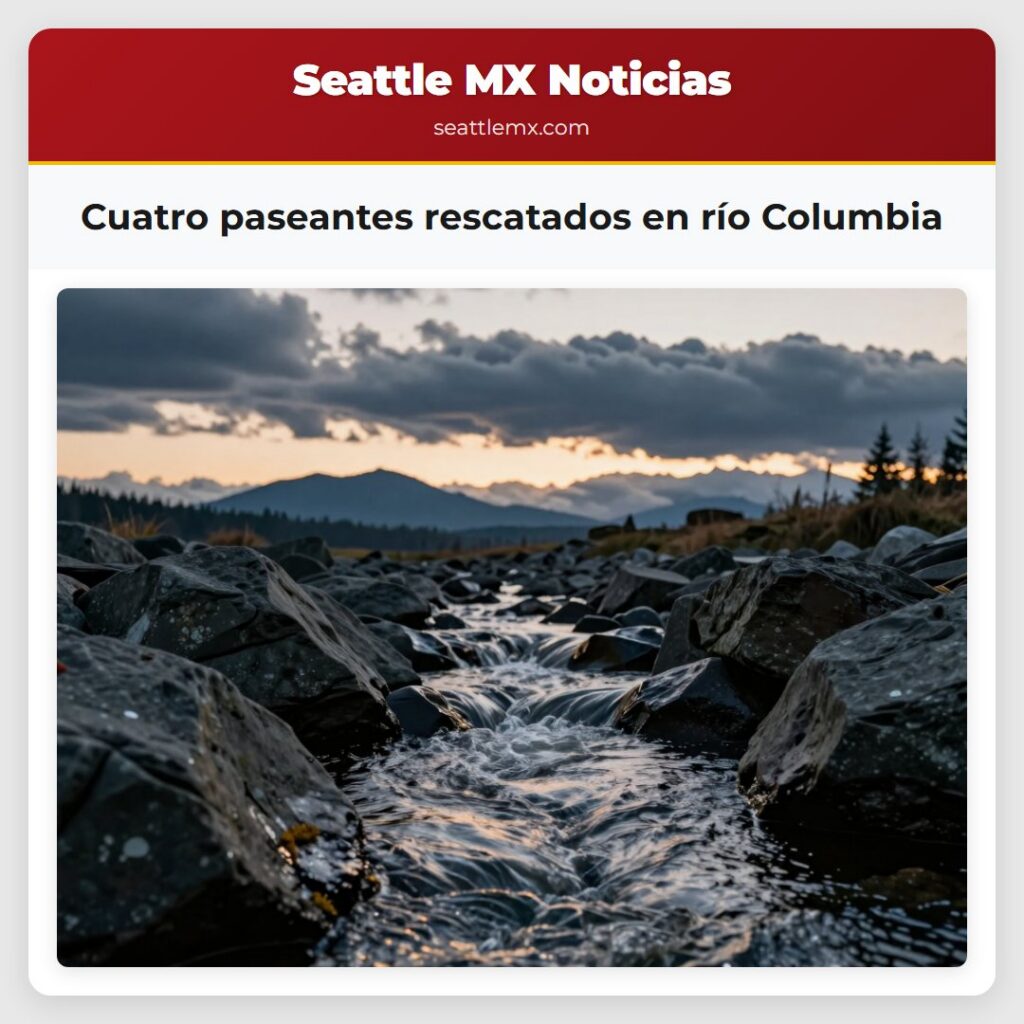 Cuatro paseantes rescatados en río Columbia