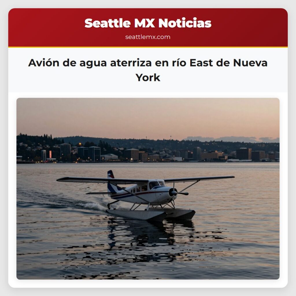 Avión de agua aterriza en río East de Nueva York