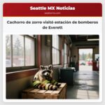 Cachorro de zorro visitó estación de bomberos de Everett