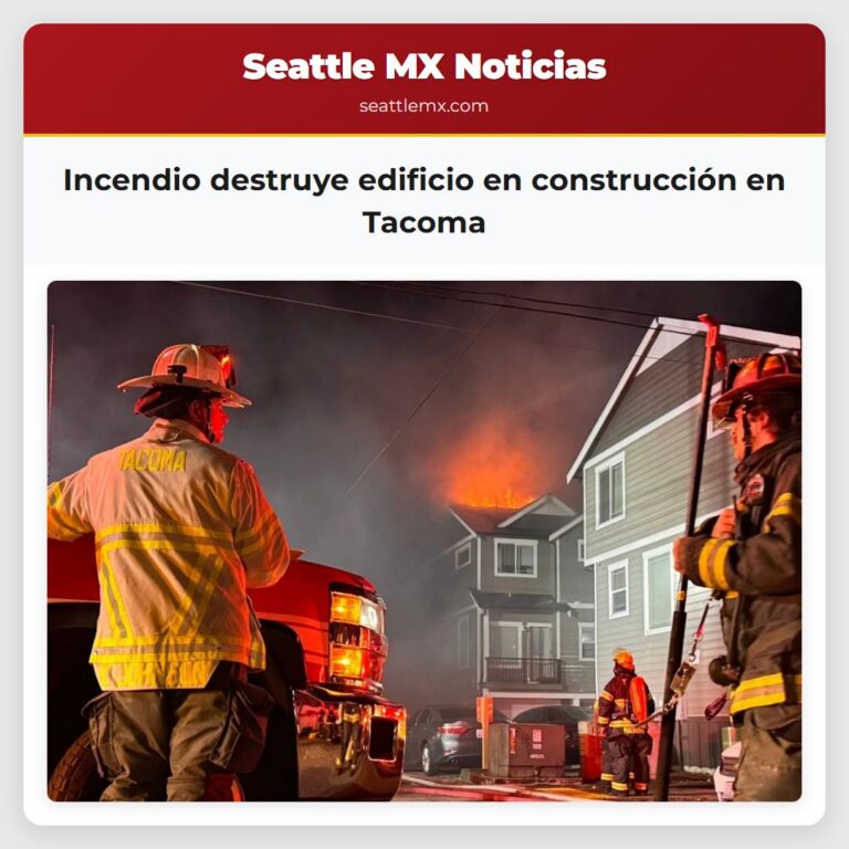 Incendio destruye edificio en construcción en Tacoma