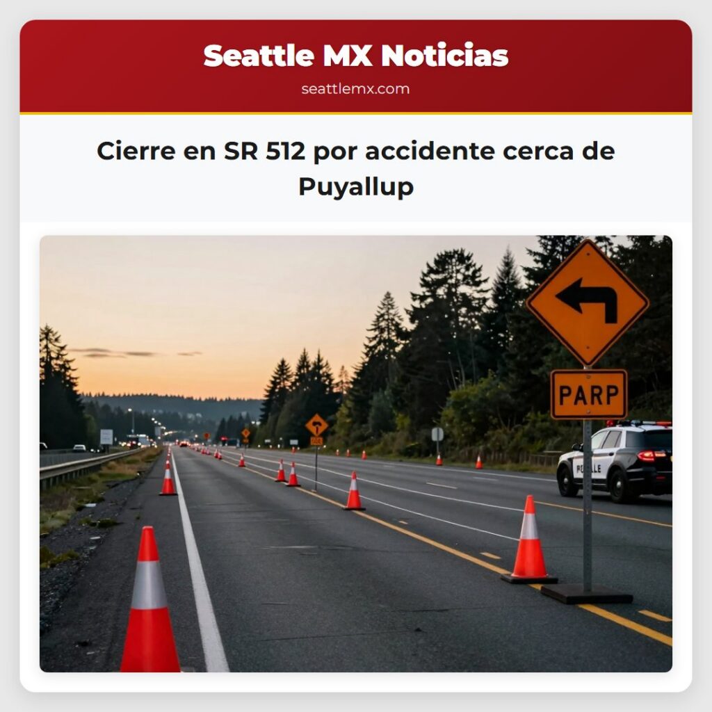 Cierre en SR 512 por accidente cerca de Puyallup